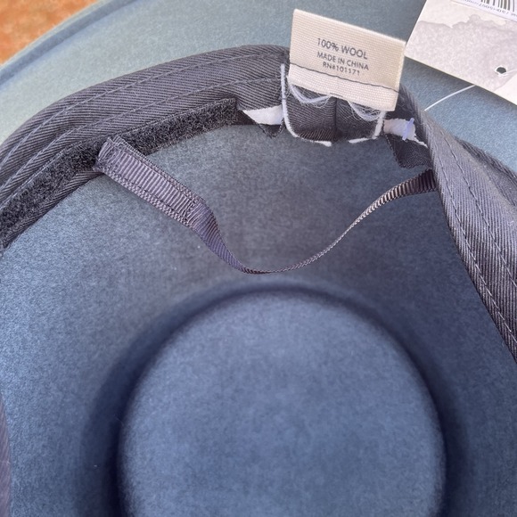 Macchia Di Ruggine Wool Panama Hat Suede Tie Band Gray Blue Adjustable Size - Picture 8 of 8